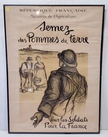 Vintage Original French WW1 Propaganda Potato for Soldiers Poster