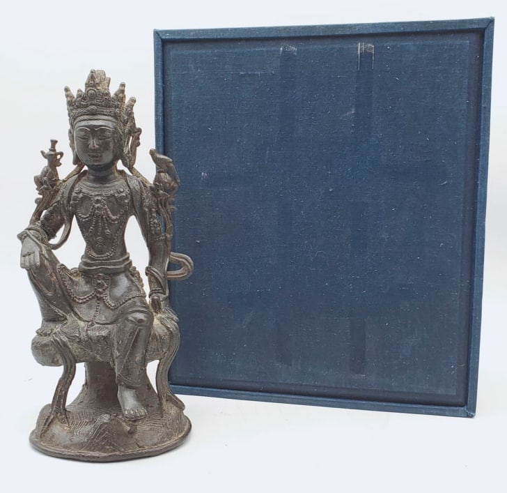 Antique Chinese Copper Guanyin Kwan-yin Buddha Statue (1 of 10)