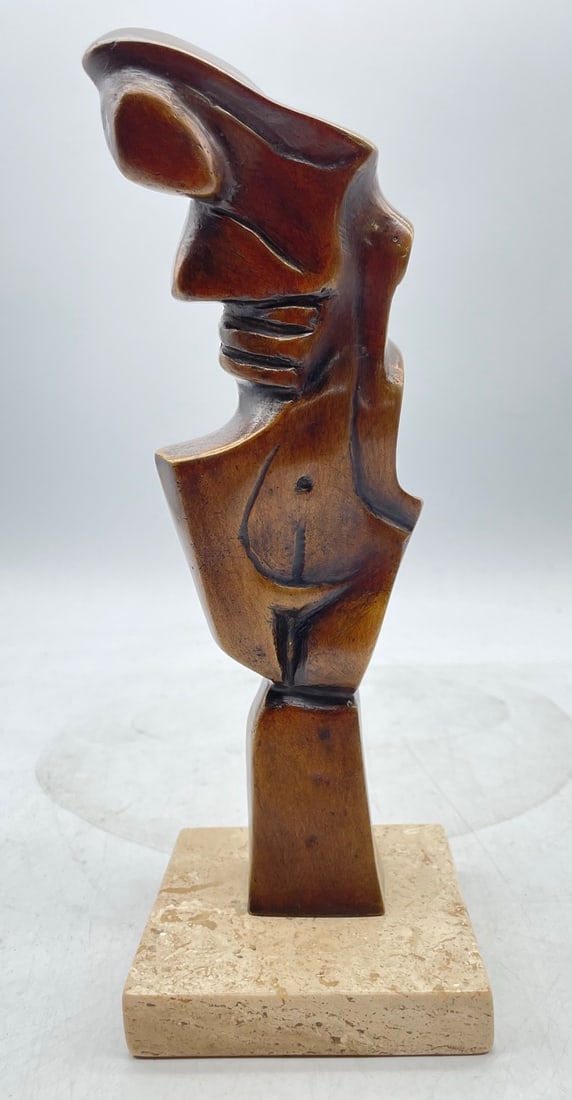 Victor Salmones Bronze Abstract Sculpture on Marble Stand. (1 of 7)