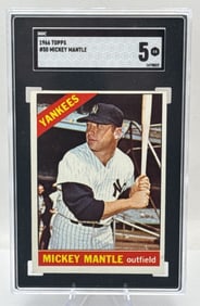 Graded 1966 Mickey Mantle Topps Baseball Card EX 5