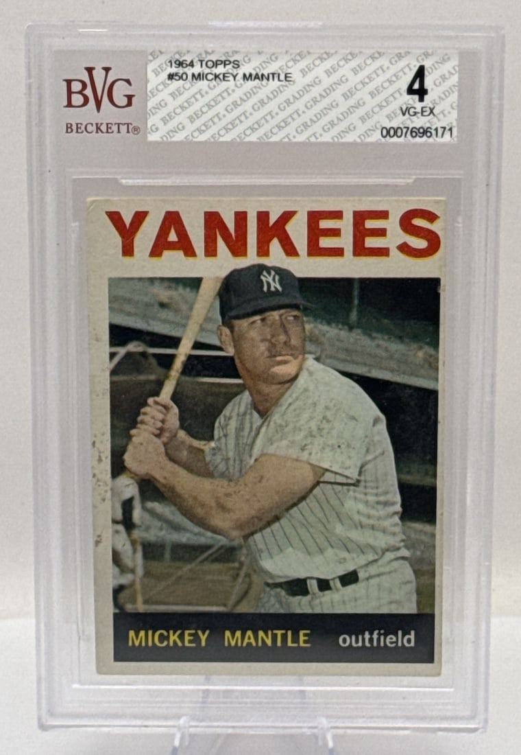 Graded 1964 Mickey Mantle Topps Baseball Card VG-EX 4 (1 of 3)