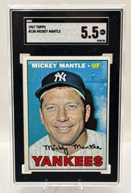 Graded 1967 Mickey Mantle Topps Baseball Card EX+ 5.5