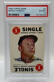 Graded 1968 Mickey Mantle Topps Game Baseball Card NM 6