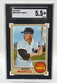 Graded 1968 Mickey Mantle Topps Baseball Card EX+ 5.5