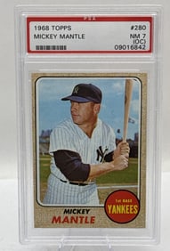 Graded 1968 Mickey Mantle Topps Baseball Card NM 7
