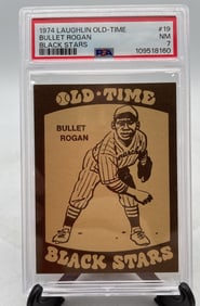 Graded 1974 Laughlin Old Time Black Stars #19 Bullet Rogan Near Mint 7 Set Break