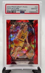 Graded 2024 Caitlin Clark Prizm Draft Picks Rookie Basketball Card All American Red Ice