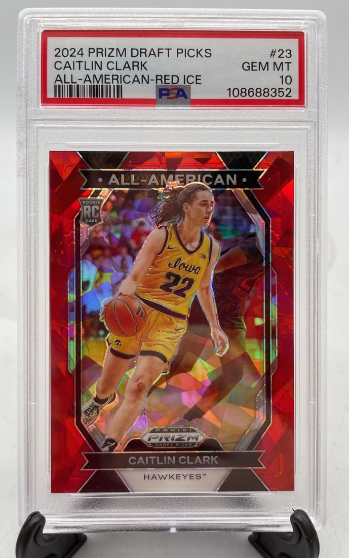 Graded 2024 Caitlin Clark Prizm Draft Picks Rookie Basketball Card All American Red Ice (1 of 4)