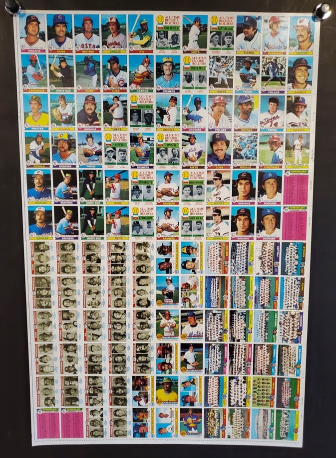 1979 Topps Baseball Trading Cards Uncut Sheet Featuring 132 Cards Rookies, Team Cards, Checklist (1 of 8)