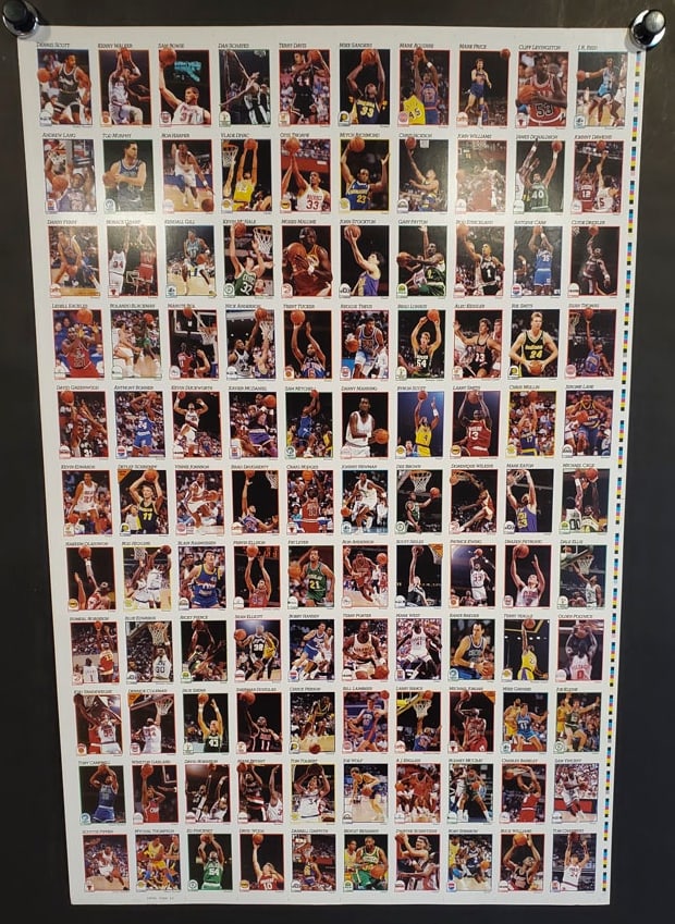 Error 1991 Hoops Basketball Trading Cards Uncut Sheet Featuring 110 Cards (1 of 10)