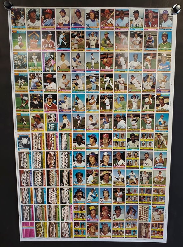 1976 Topps Baseball Trading Cards Uncut Sheet Featuring 132 Cards Rookies, Team Cards, Checklist (1 of 12)