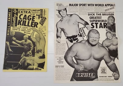 Pro-Wresting KINGSIZED MAT POSTER Dick the Bruiser & SuperStars Lineup Extra Program