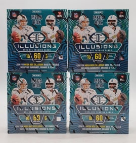 4 Panini 2024 ILLusions Football Mega Box Sunburst, Orange, Teal