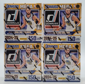 4 Panini 2024-25 Donruss Basketball Mega Box Blue Cracked Ice, Fadeaway, Playmakers Insert Cards