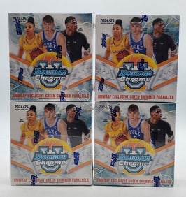 4 Topps 2024-25 Bowman Chrome U Basketball Mega Box Cooper Flag, Green Shimmer Cards