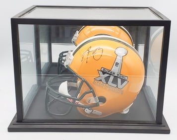 Mounted Memories Authentic Aaron Rogers Autograph Super Bowl XLV Helmet numbered 214/500