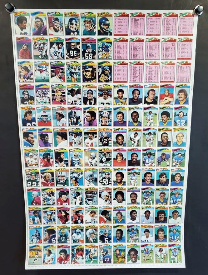 1977 Topps Football  Trading Cards Uncut Sheet Featuring 132 Cards (1 of 12)