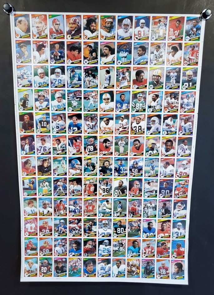 1984 Topps Football Trading Cards Uncut Sheet Featuring 132 Cards: 132 Topps 1984 Football Cards, Showing Very Little Wear, 42 7/8" x 28 1/2" Greg Pruitt, Dwight Clark, Phil Simms