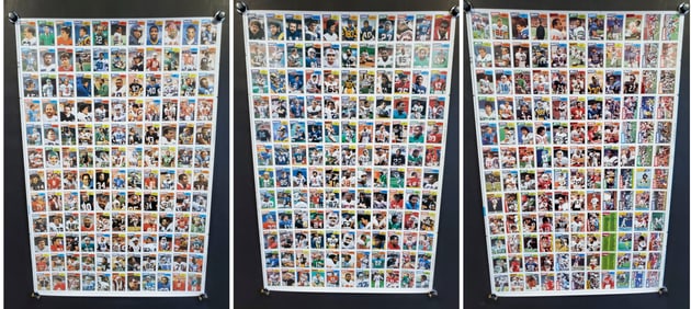 3 Topps 1987 Football Trading Cards Uncut Sheets, Complete Set