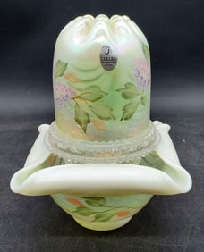 Fenton Hydrangea Fairy Lamp Uranium Glass