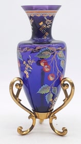 Fenton Royal Purple Amphora Vase with Stand