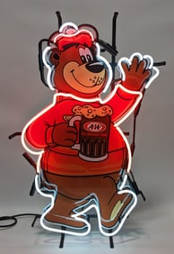 Custom "A&W Root Beer Bear" Two-Color Neon Sign