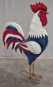 Giant 6ft Patriotic Rooster / Chicken Metal Art Sculpture