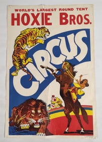 Large Vintage Hoxie Bros Circus Poster w/ Great Graphics