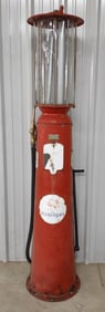 Unrestored Clear Vision Mobilgas Visible Gas Pump w/ Glass Cylinder