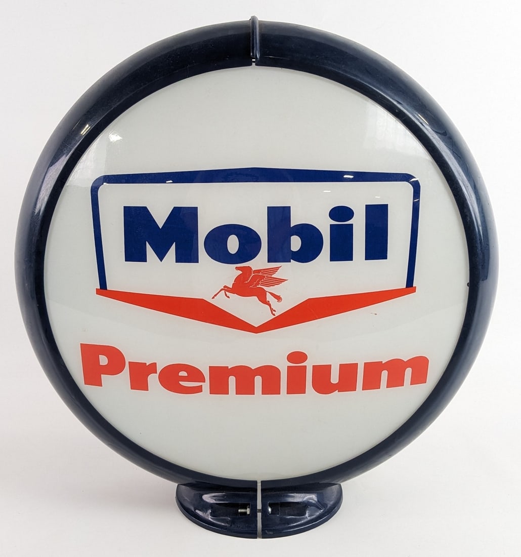 Mobil Premium Gas Pump Globe w/ Glass Lens & Capcolite Body (1 of 5)