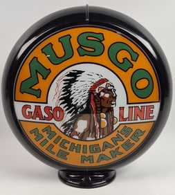 Contemporary Musgo Gasoline Gas Pump Globe w/Glass Lenses