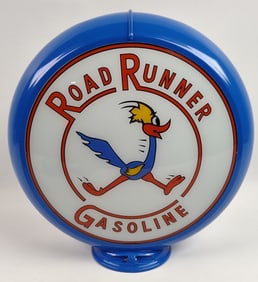 Contemporary Road Runner Gasoline Gas Pump Globe w/ Glass Lenses