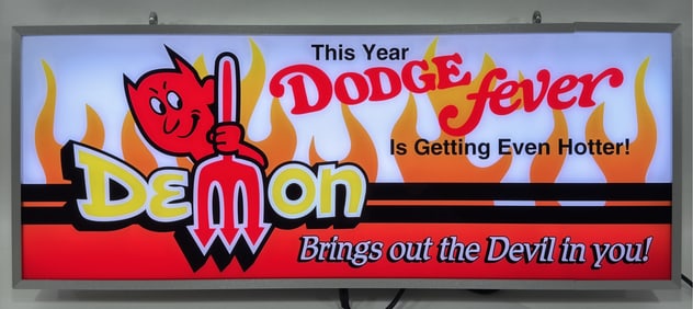Custom Dodge Demon Lighted Dealer Style Adv Sign