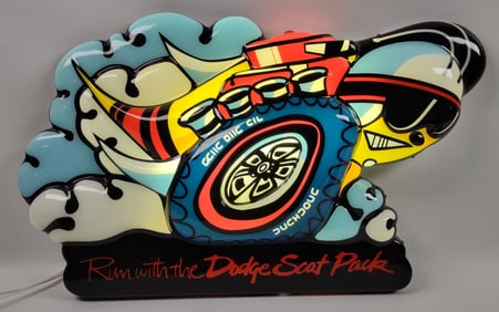 1990s MOPAR Dodge Scat Pack 3D Vacuum Formed Lexan Lighted Dealership Style Sign