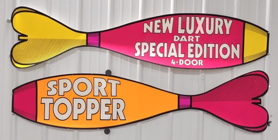 2) 6ft 1970s Dodge Dart Dealership Banners / Sport Topper