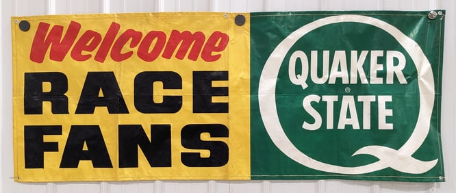 Vintage Quaker State Oil Speedway Welcome Race Fans Banner
