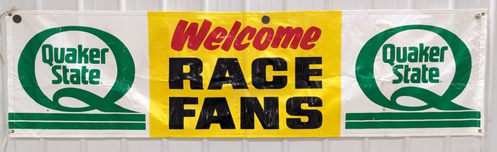 8-1/2ft Vintage Quaker State Oil Speedway Welcome Race Fans Banner