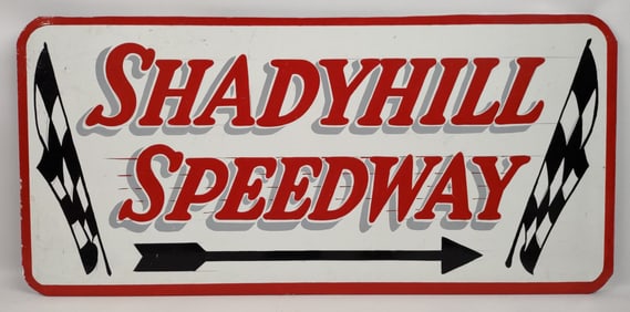 Over 4ft Vintage Shady Hill Speedway Sign / Medaryville Indiana