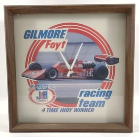 Vintage JB Auto Products Gilmore Foyt Indy 500 Advertising Clock