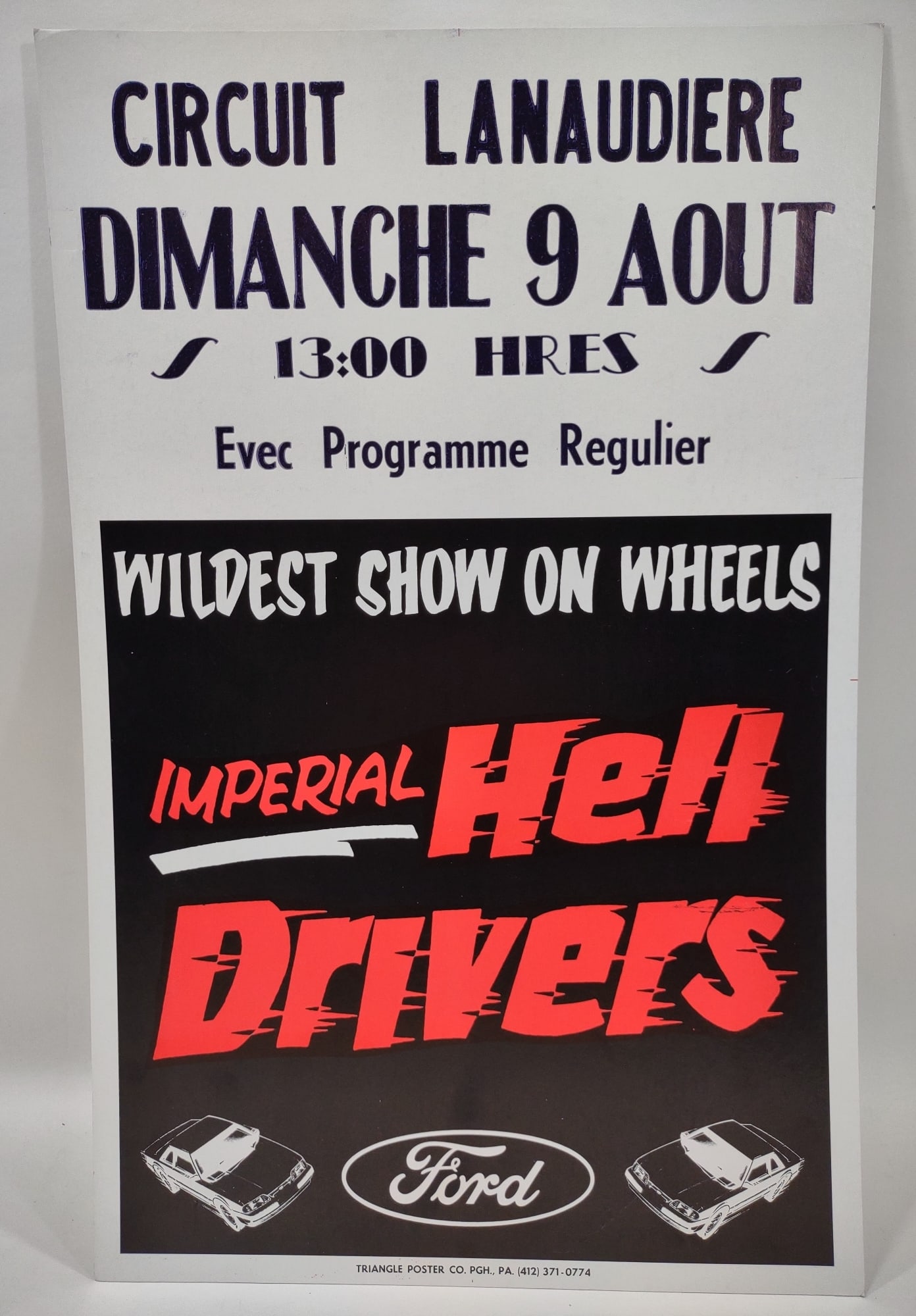 Vintage French Ford Imperial Hell Drivers Demolition Derby Cardboard Advertising Sign (1 of 6)