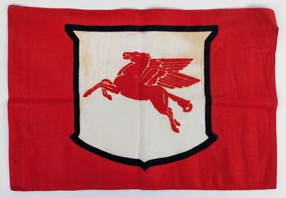 Vintage Mobil Oil Pegasus Cloth Red Racing Flag