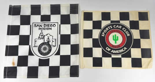 Lot Of 2 Vintage Sports Car Club Of America Checkered Flags