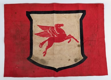 Vintage Mobil Oil Pegasus Cloth Red Racing Flag