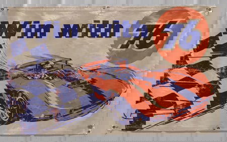Vintage Union 76 Auto Racing Canvas Advertising Banner