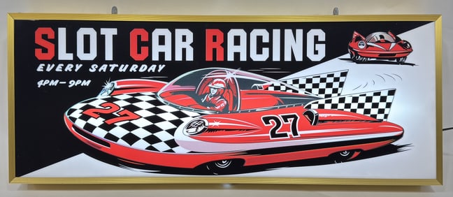 Custom Slot Car Racing Hobby Shop Lighted Sign
