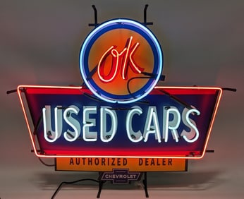 Custom Chevrolet "OK" Used Cars Three-Color Neon Sign