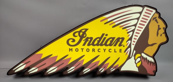 3-1/2ft Indian Motorcycle Lighted Dealership Style Custom Advertising Sign