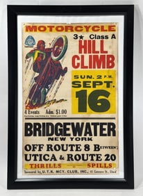 Original Vintage AMA Motorcycle Hill Climb Poster