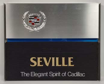 Vintage Cadillac Seville Metal Dealership Sign