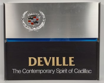Vintage Cadillac Deville Metal Dealership Advertising Sign